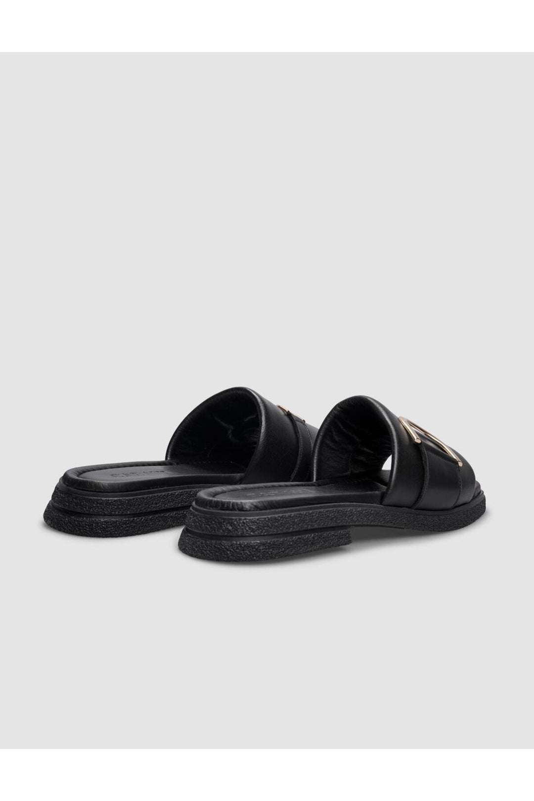 Cabani Shoes Sandales pour femmes en cuir véritable noir avec détail de boucle. - Multicolore