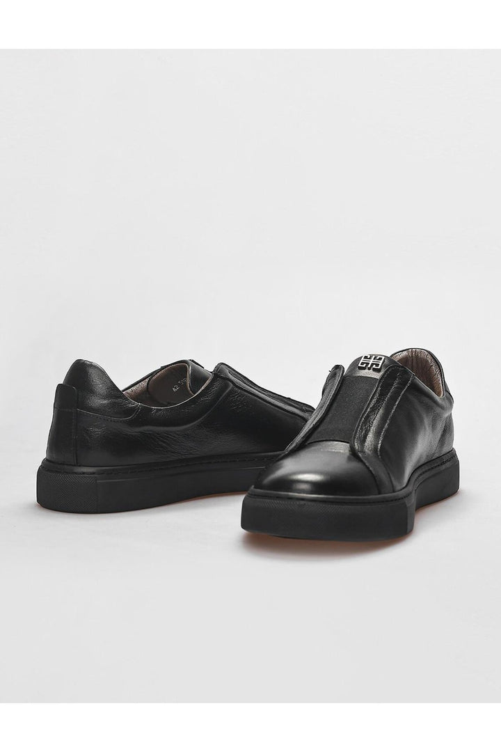 Cabani Shoes Chaussures de sport pour hommes en cuir véritable noir à lacets. - Noir