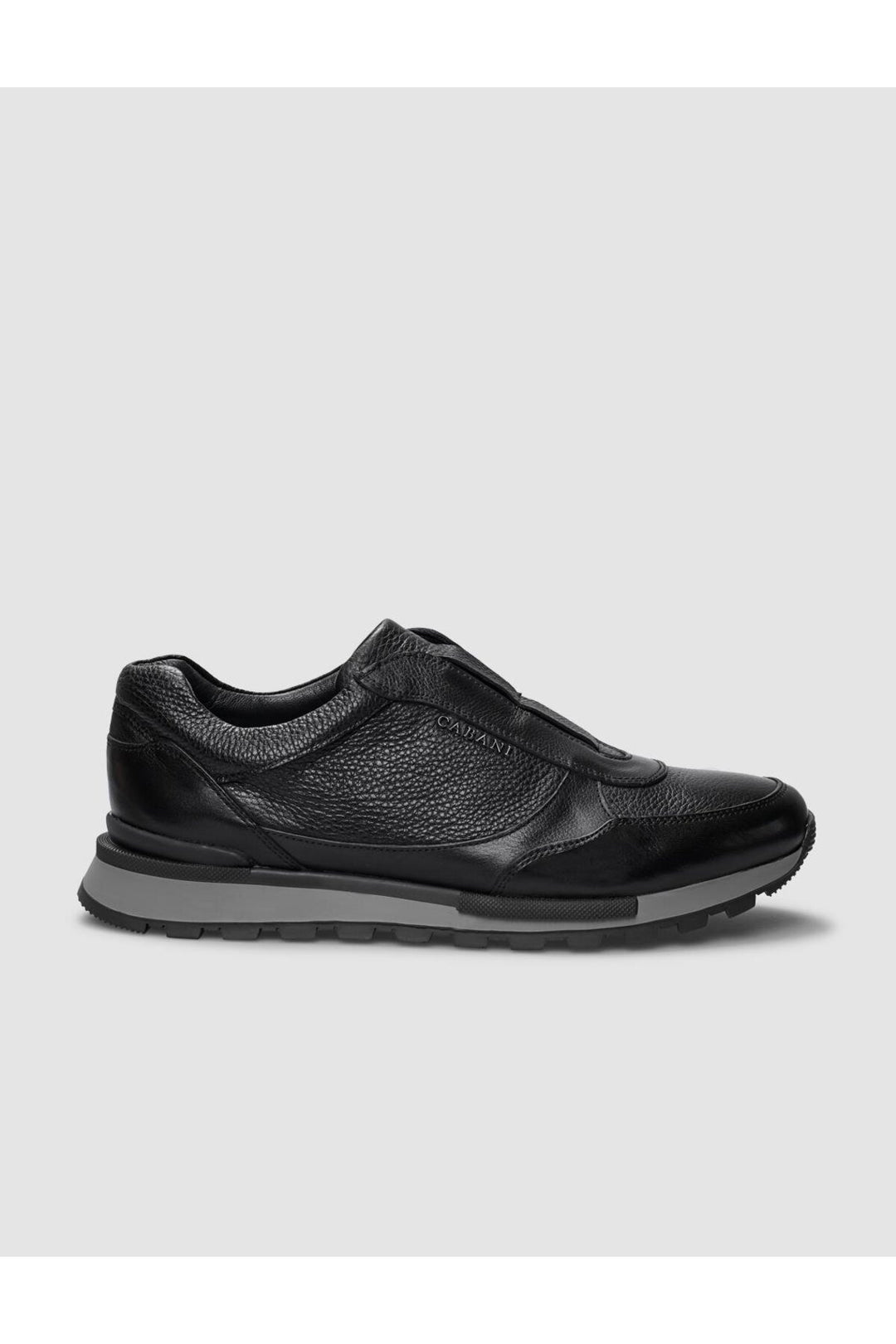 Cabani Shoes Chaussures de sport pour hommes en cuir véritable noir avec semelle en caoutchouc léger - Noir