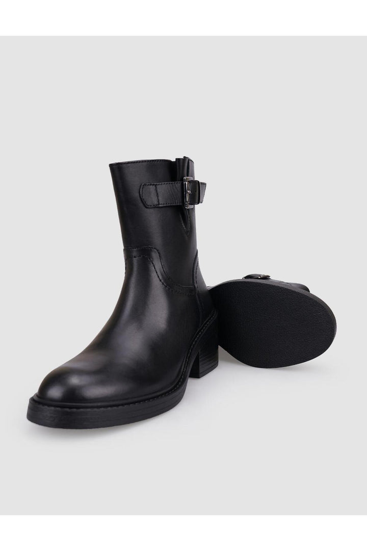 Cabani Shoes Bottines à talons pour femmes en cuir véritable noir avec fermeture éclair à 100%. - Multicolore