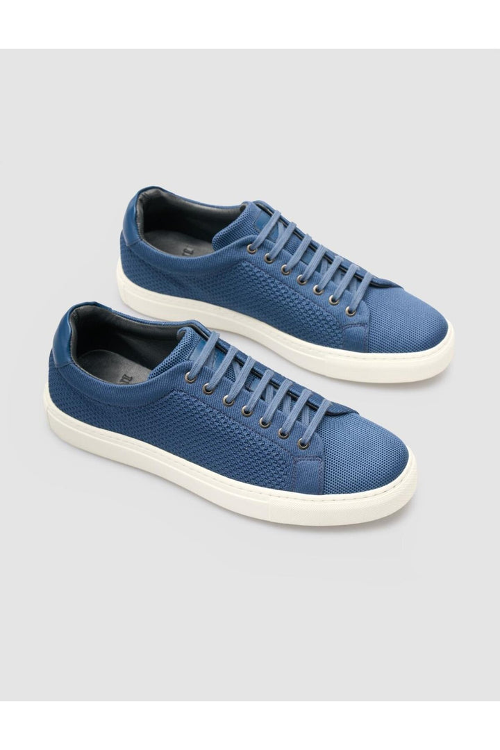 Cabani Shoes Chaussures de sport pour hommes en tricot bleu marine avec lacets. - Bleu marine