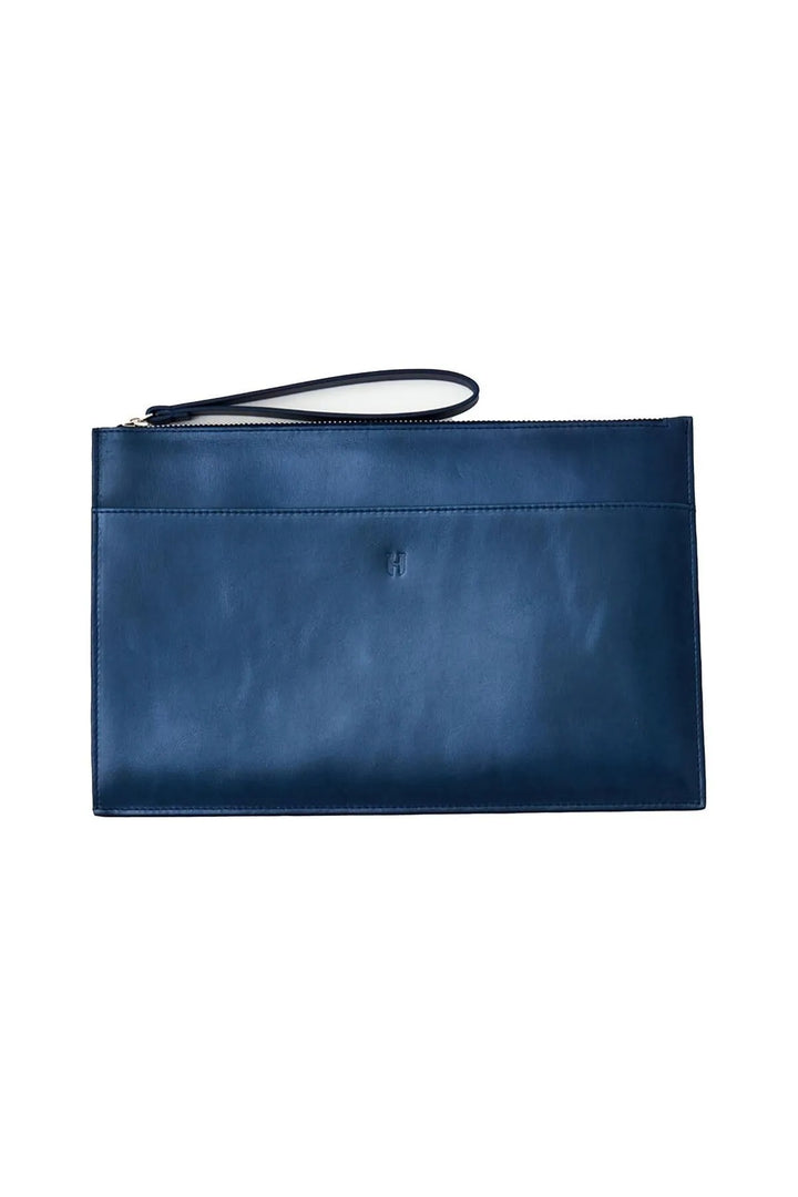 helmbrook Sac pour femme en cuir bleu marine avec fermeture éclair Rfid Shielded Portfolio de Beverly avec poche
