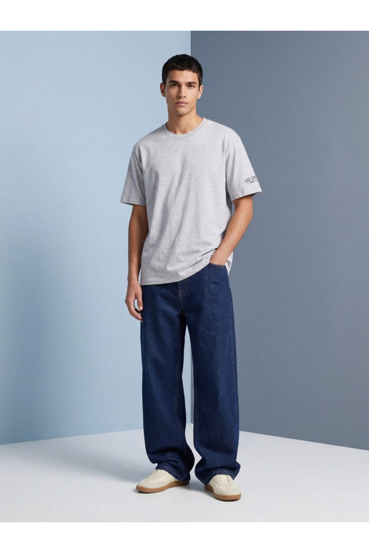 LTB T-shirt Gris Relaxed Imprimé au Niveau des Manches - Gris