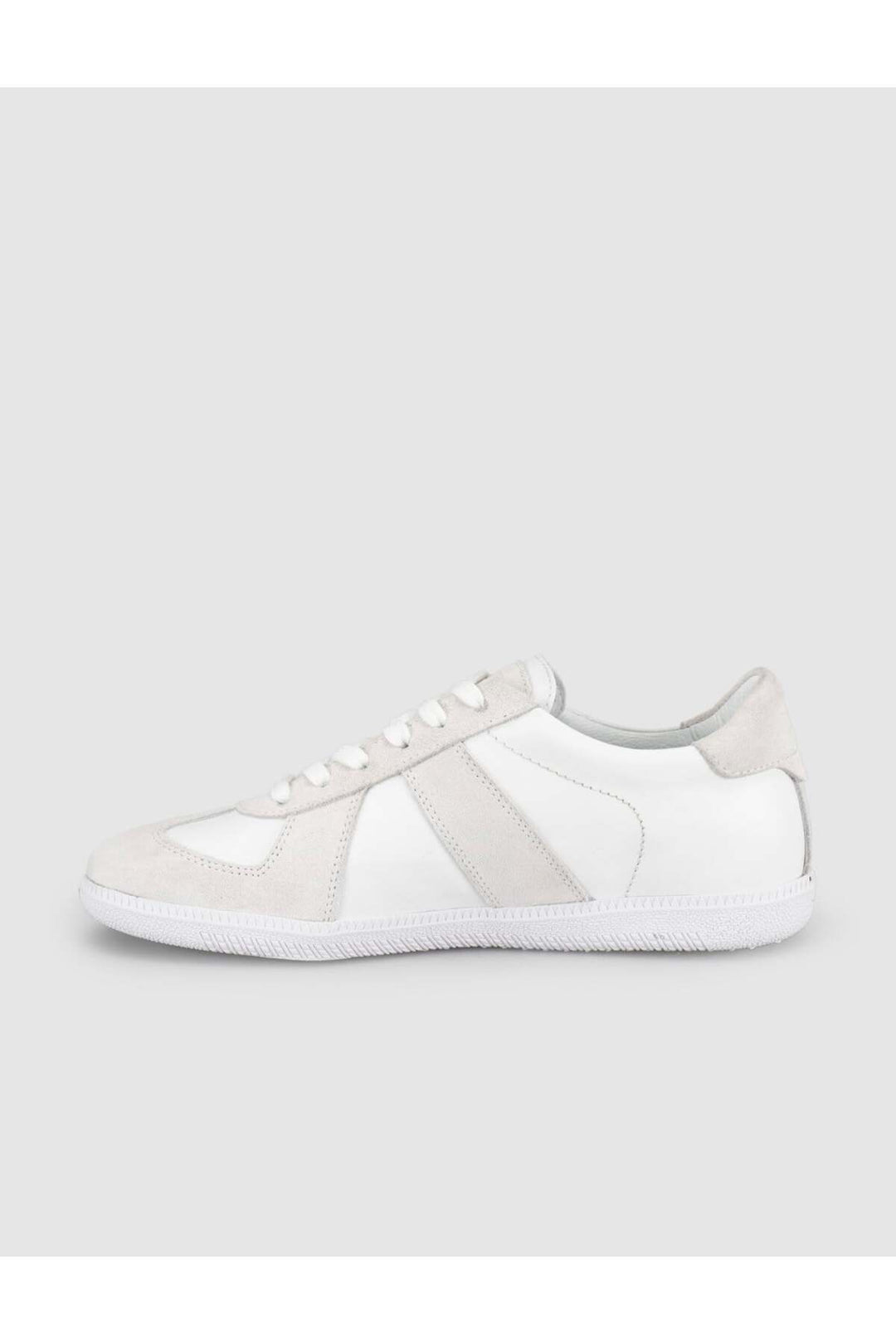 Cabani Shoes Baskets rétro à détails en bandes en cuir véritable blanc pour femme - Blanc