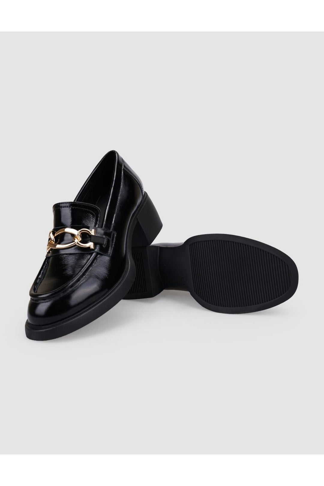 Cabani Shoes Chaussures à talons pour femmes en cuir véritable noir verni avec boucle à 100%. - Multicolore