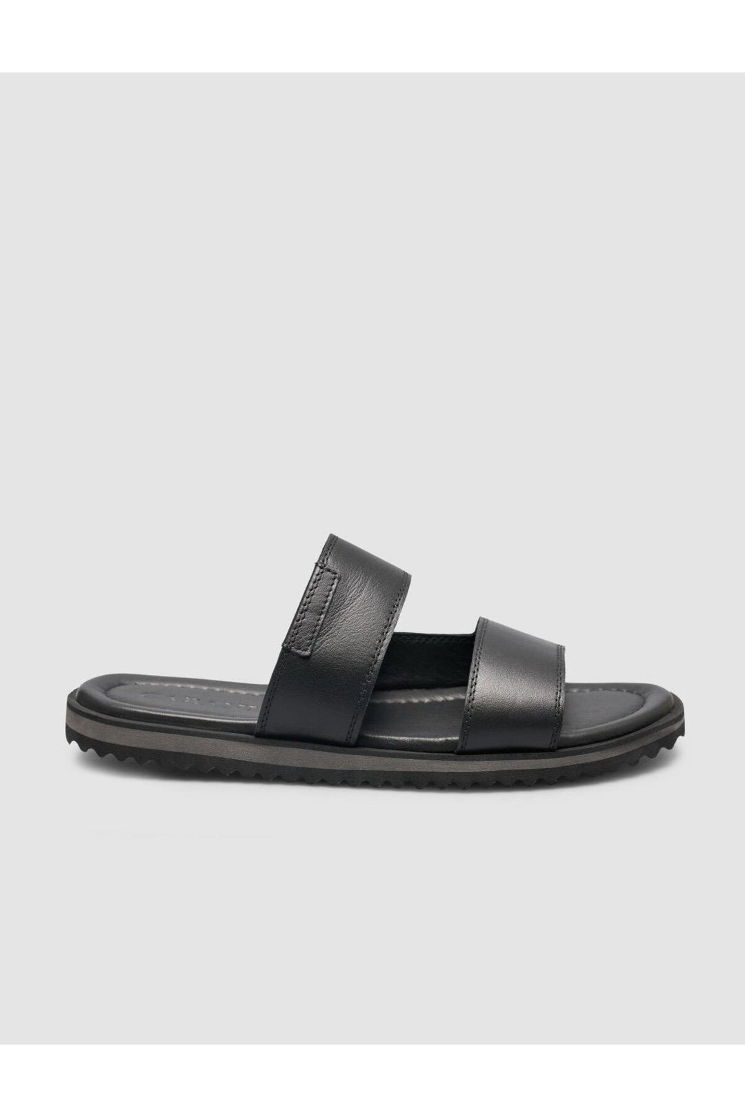 Cabani Shoes Sandales pour hommes en cuir véritable noir à bande. - Multicolore