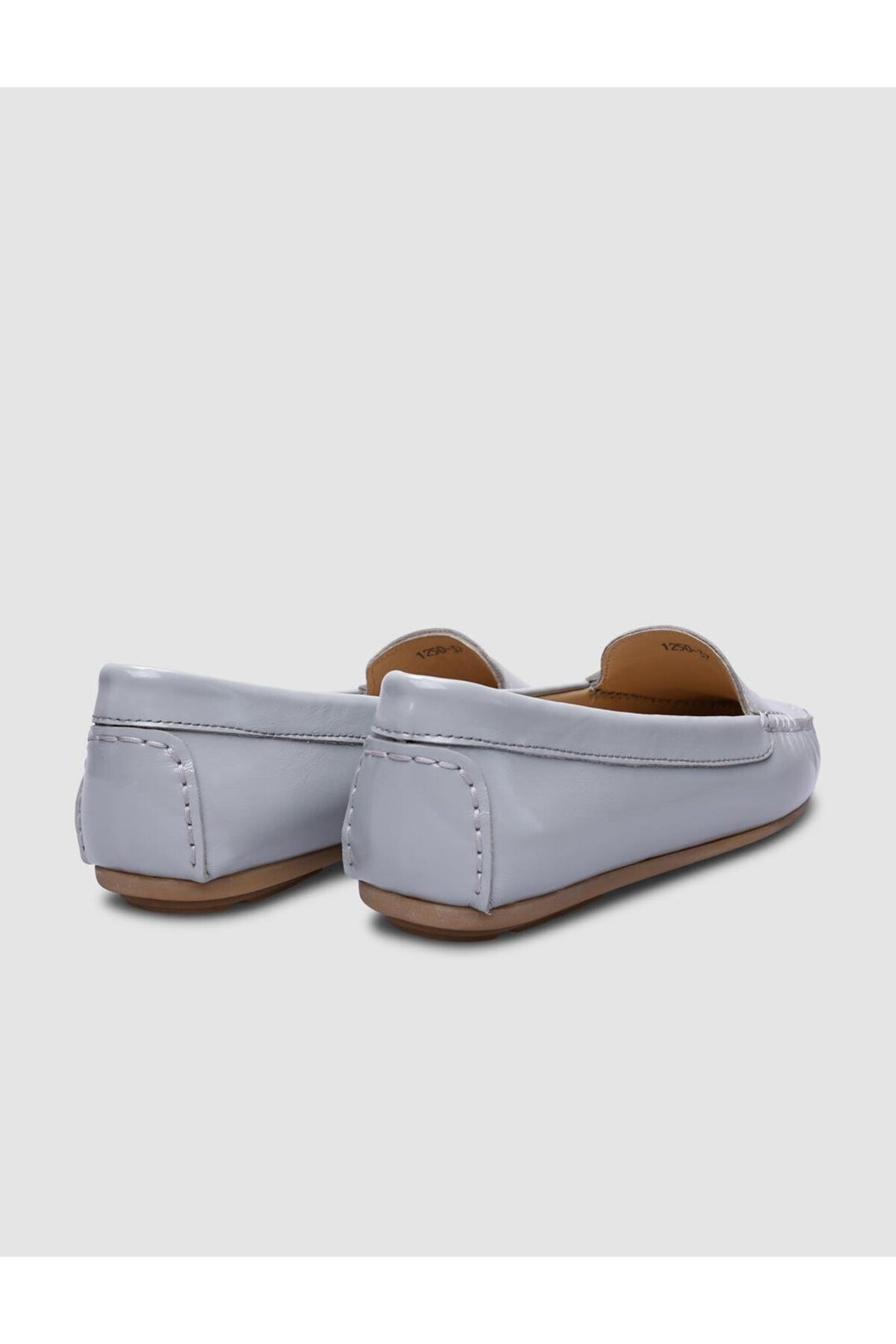 Cabani Shoes %100 Cuir Véritable Mocassins Femme Vernis Gris - Gris