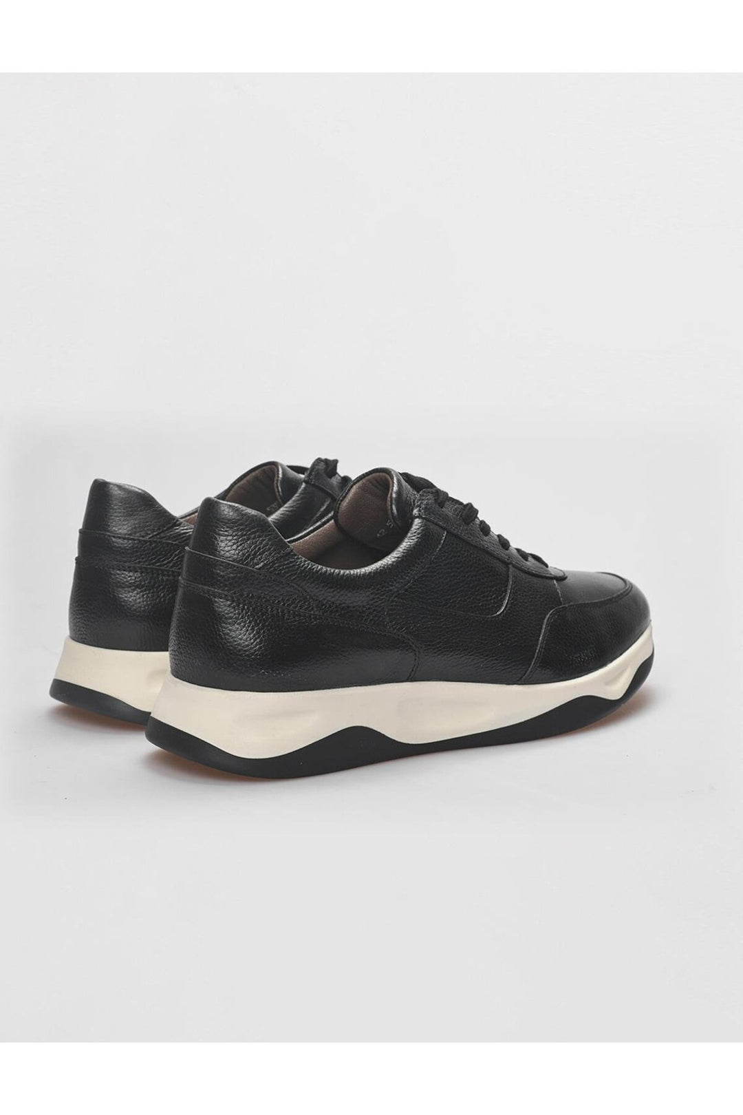 Cabani Shoes Chaussures de sport pour hommes en cuir véritable noires à lacets - Noir