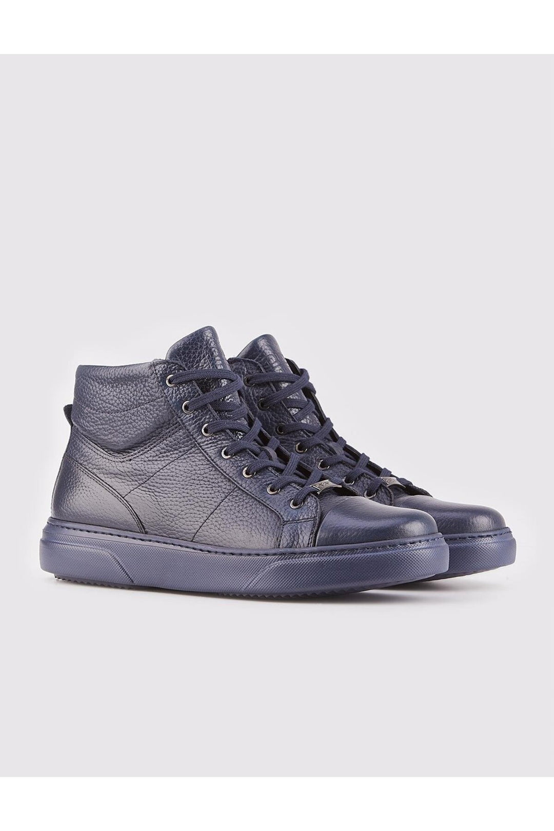 Cabani Shoes Bottines pour hommes en cuir véritable bleu marine avec lacets et fermeture éclair. - Bleu marine