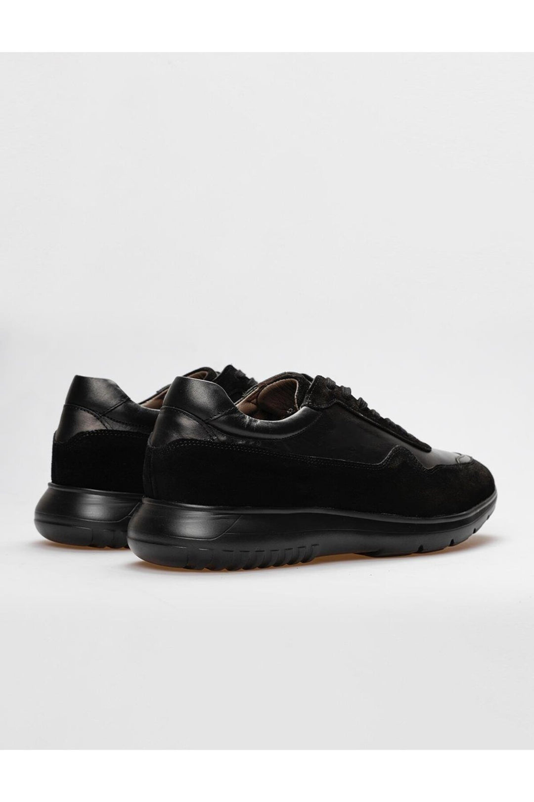 Cabani Shoes Chaussures de sport pour hommes en cuir véritable noires à lacets - Noir