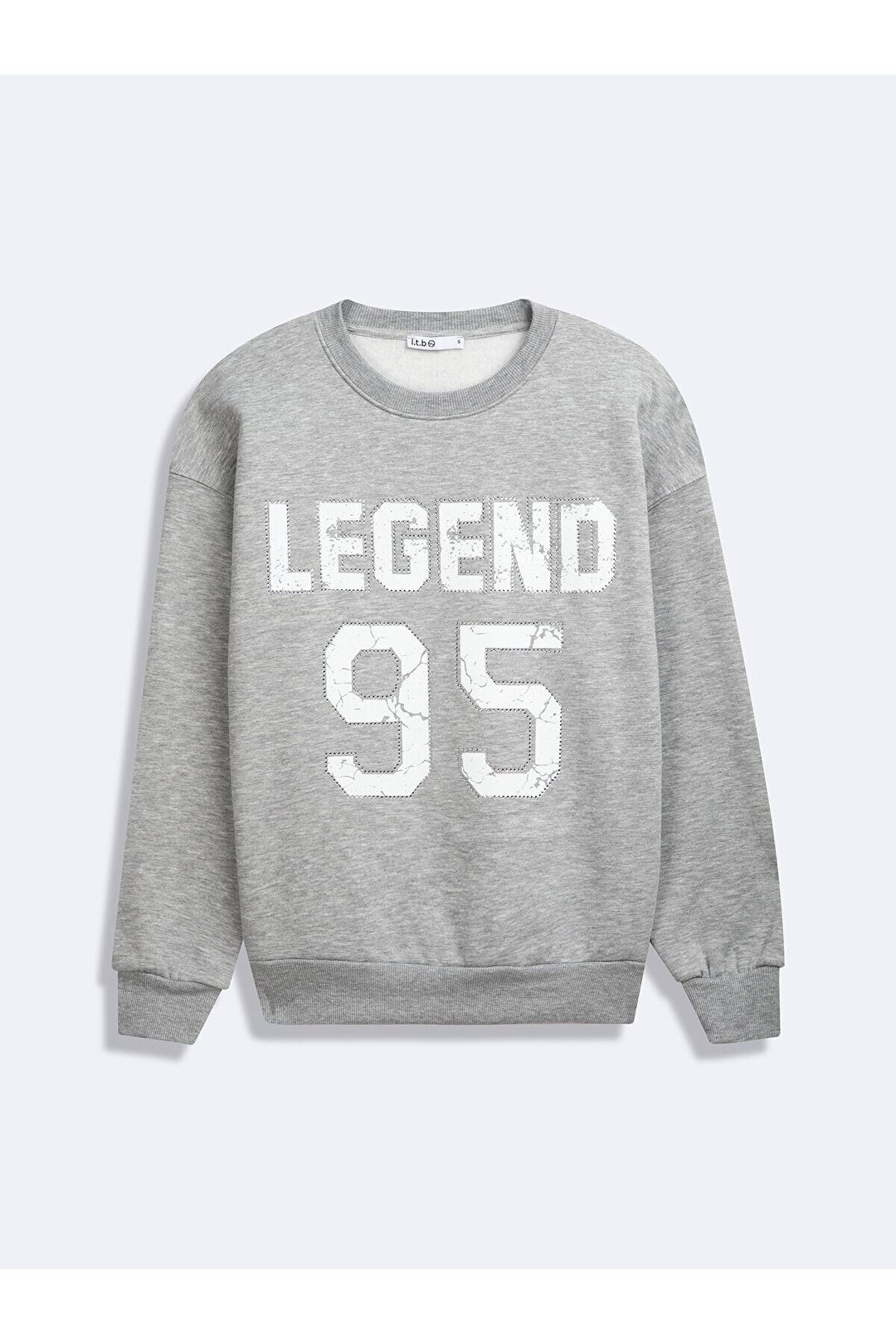 LTB Sweat-shirt gris imprimé à manches longues et col zéro - Griṡ_203