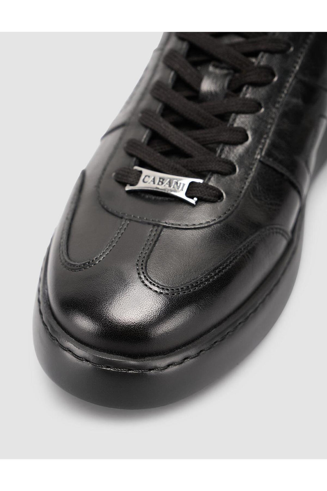 Cabani Shoes %100 Cuir Baskets Noires pour Hommes à Lacets - Noir