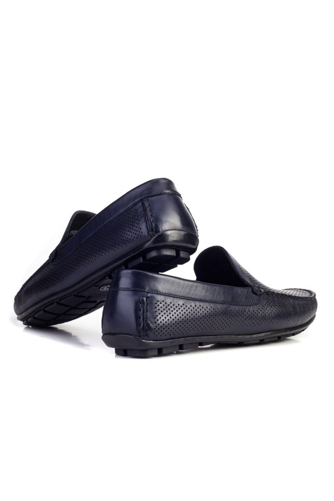 Cabani Shoes Loafer pour homme en cuir véritable découpé au laser bleu marine - Bleu marine