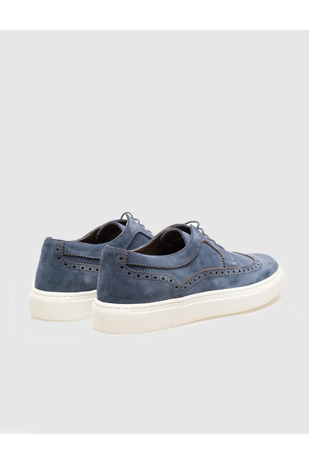 Cabani Shoes Chaussures de sport pour hommes en cuir véritable en suède bleu avec lacets. - Bleu