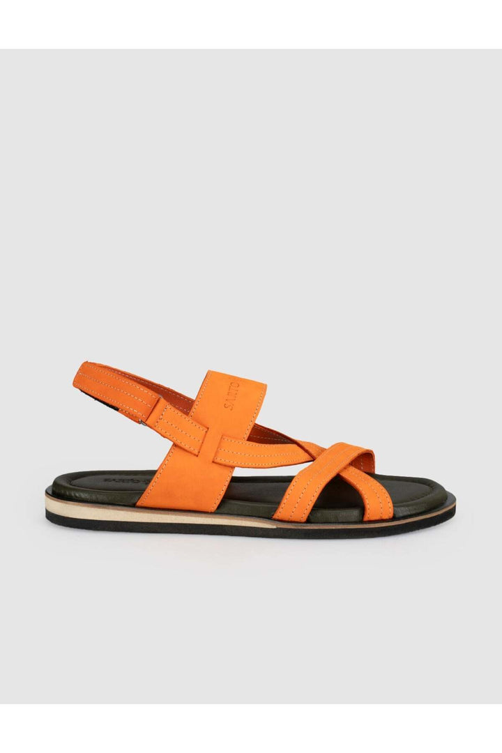 Cabani Shoes Sandale quotidienne pour homme en cuir véritable orange - Orange