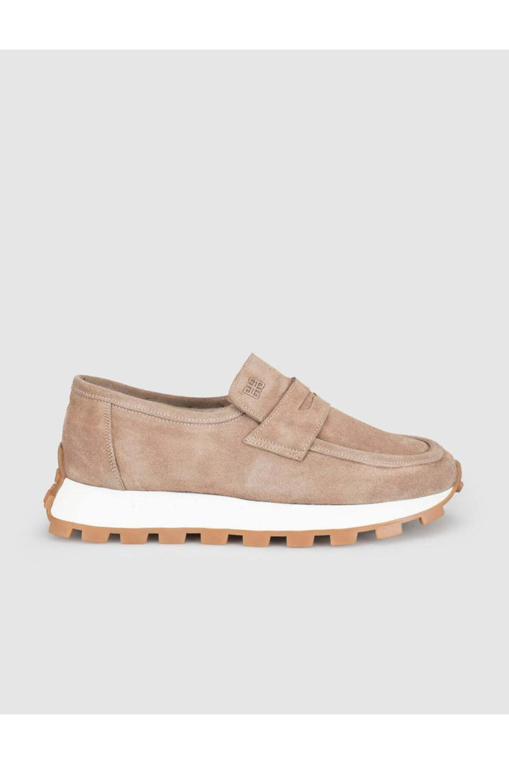 Cabani Shoes Chaussures de femme en cuir suédé crème type loafer sneaker - Crème