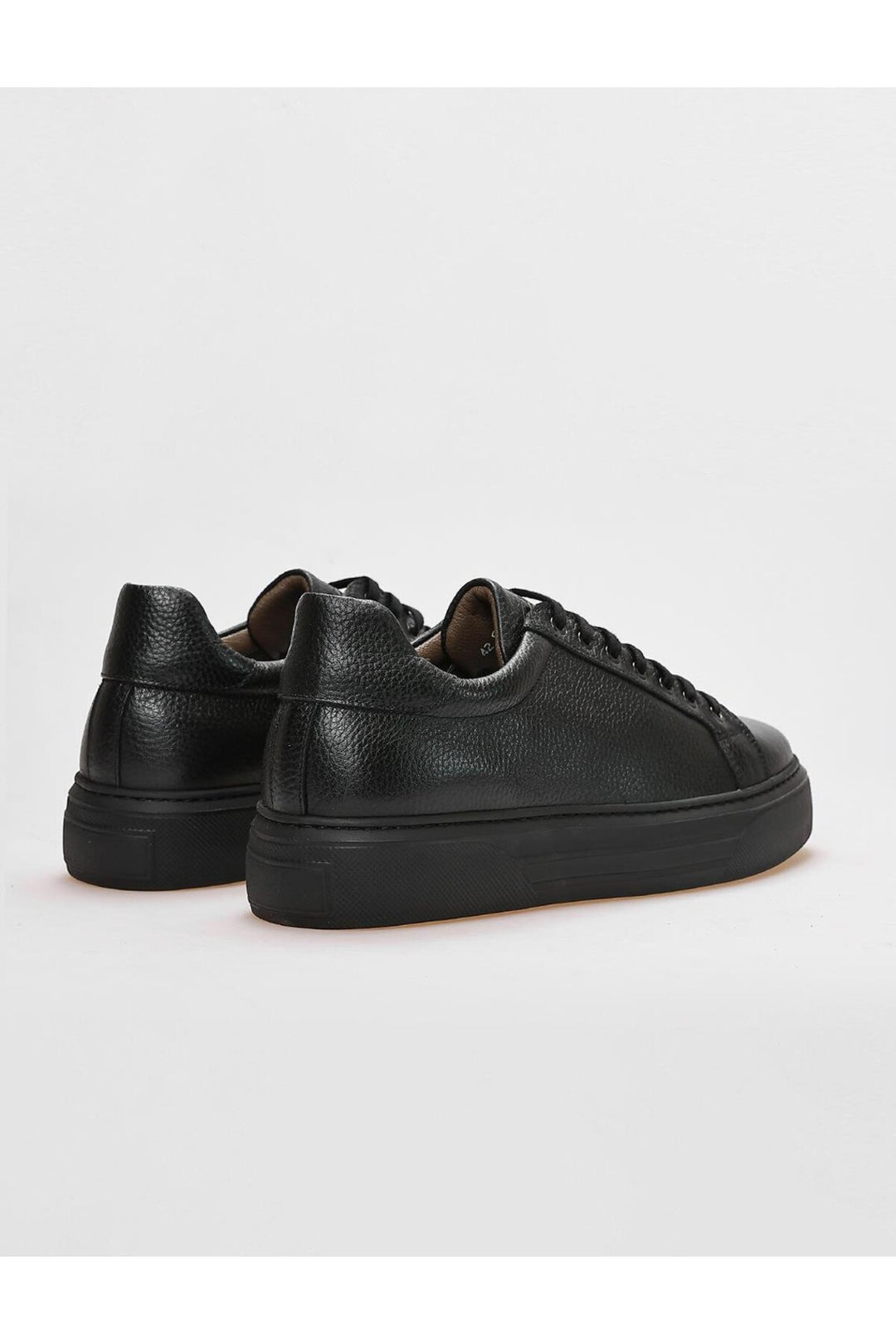 Cabani Shoes Chaussures de sport pour hommes en cuir véritable noires à lacets - Noir