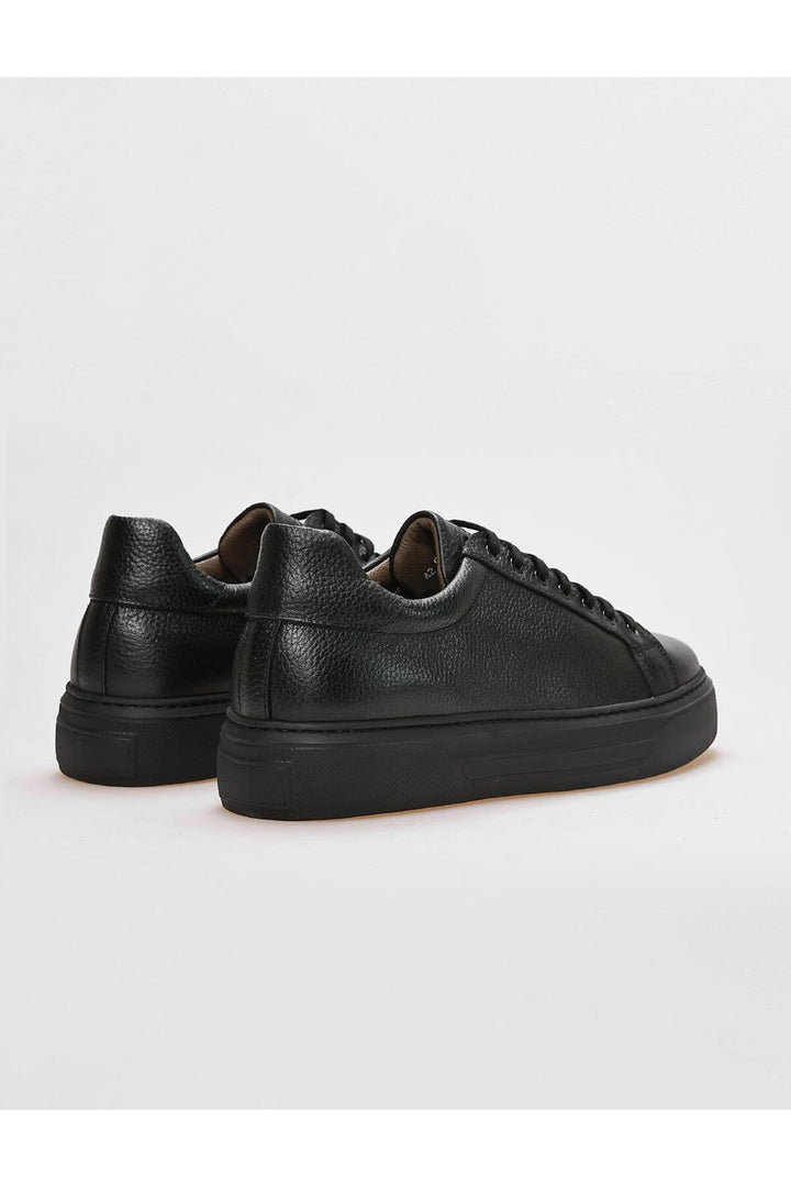 Cabani Shoes Chaussures de sport pour hommes en cuir véritable noires à lacets - Noir