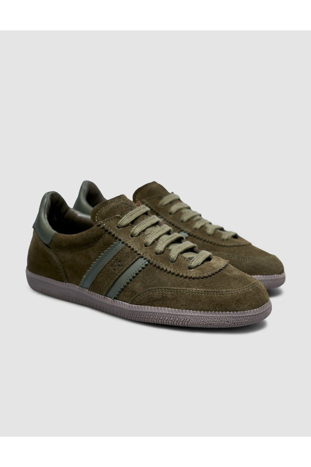 Cabani Shoes Baskets pour femmes en suède vert foncé 100% cuir véritable avec lacets - Multicolore