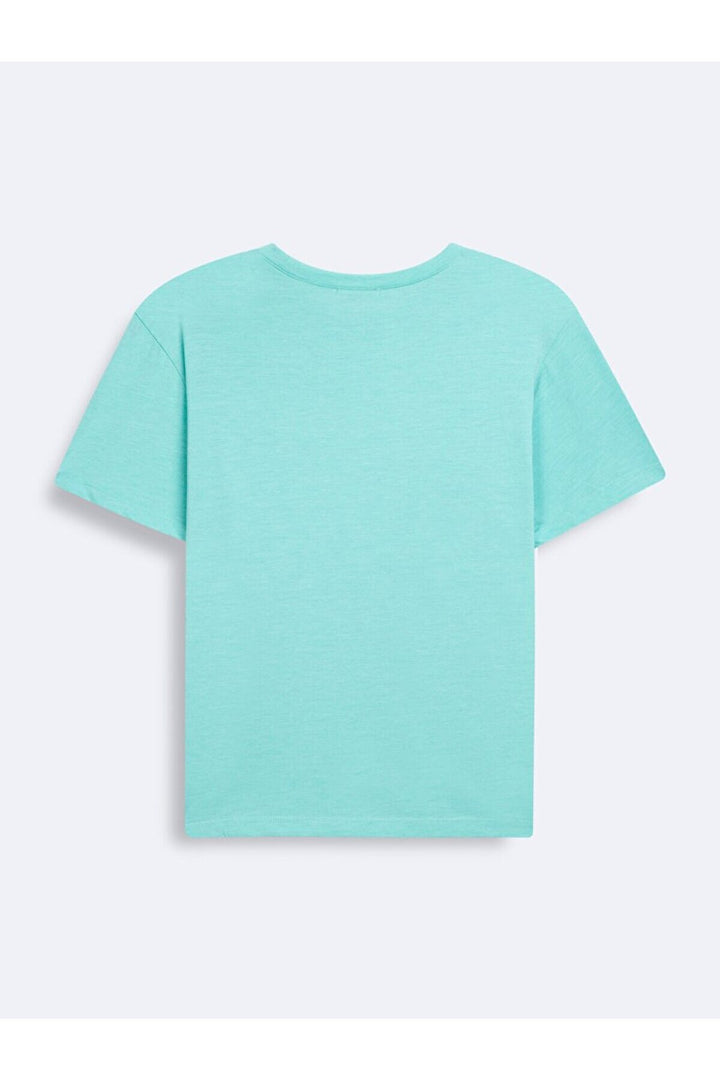 LTB T-shirt vert imprimé à encolure zéro et manches courtes