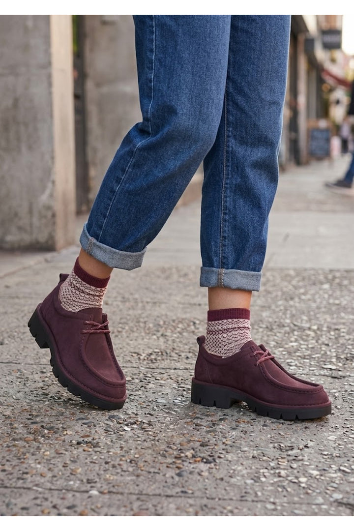 Wavelys ZAYNH chaussures d'hiver pour femmes en cuir suédé véritable avec semelle confortable - Bordeaux