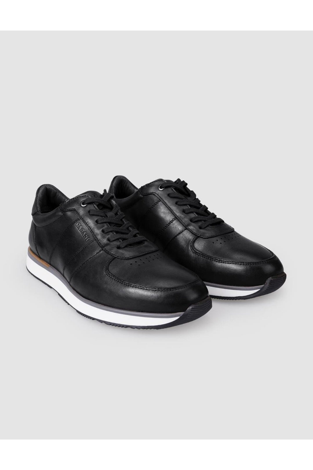 Cabani Shoes Chaussures de sport pour hommes en cuir véritable noir à lacets 100% - Noir