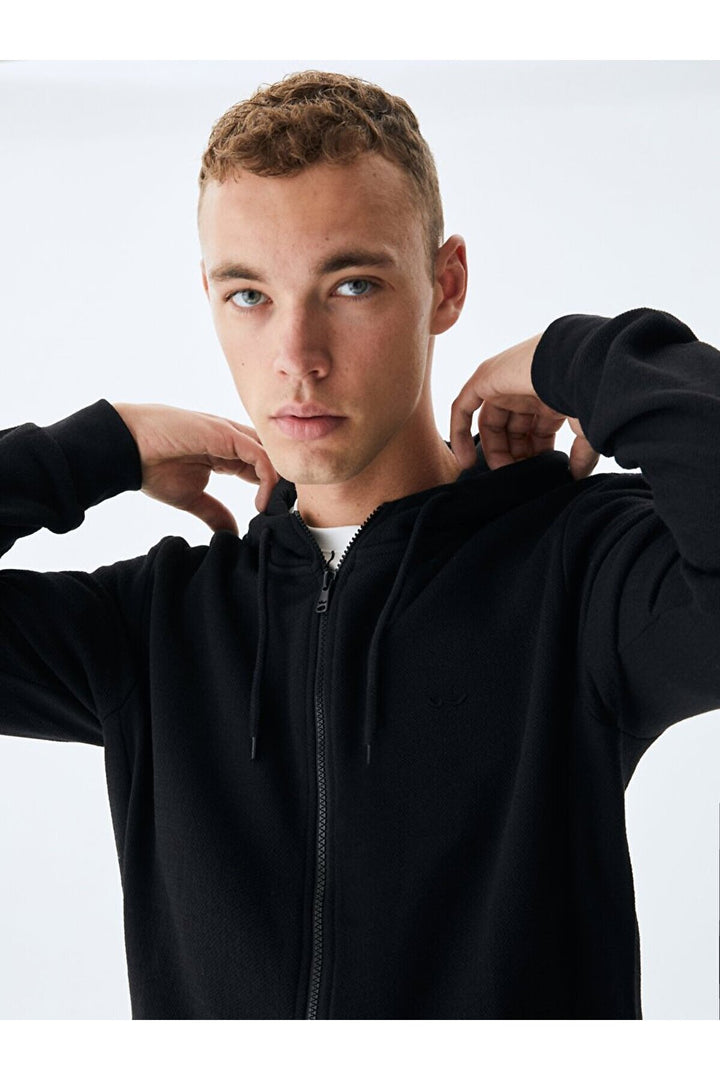 LTB Sweat noir zippé à capuche
