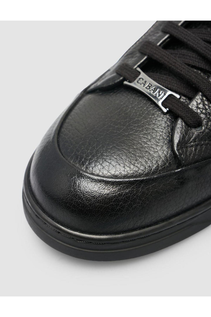 Cabani Shoes Chaussures de sport pour hommes en cuir véritable noir à lacets 100% - Noir