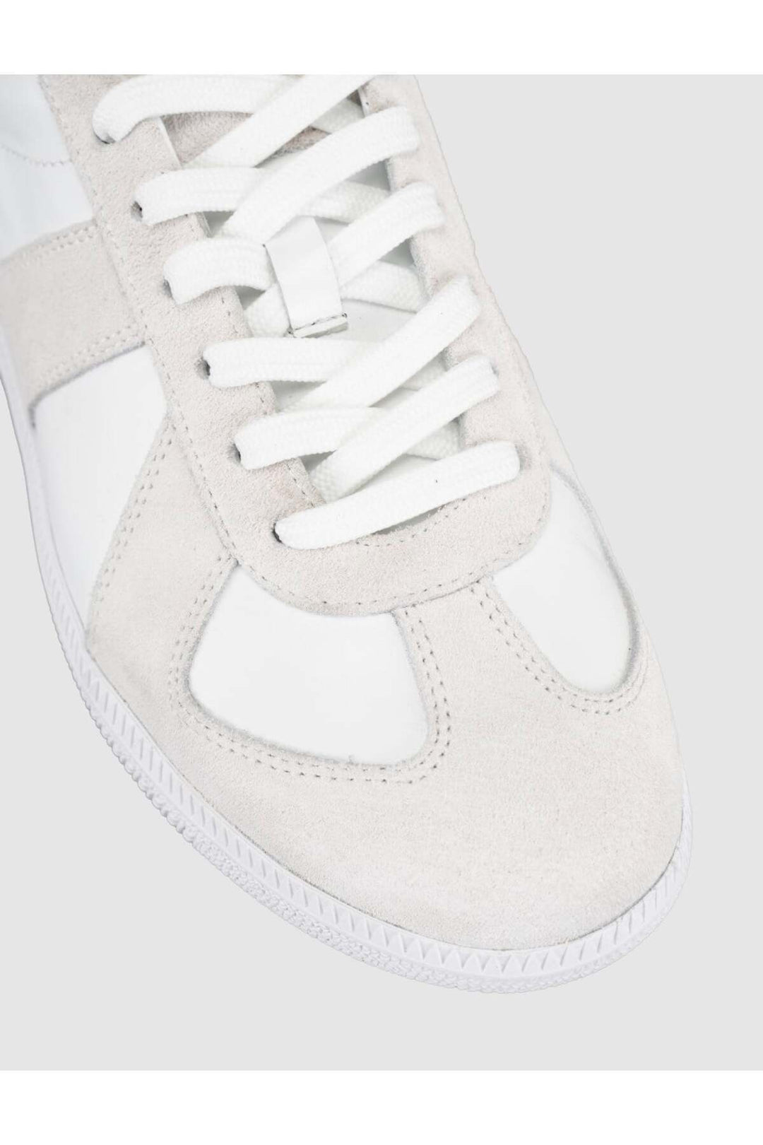 Cabani Shoes Baskets rétro à détails en bandes en cuir véritable blanc pour femme - Blanc