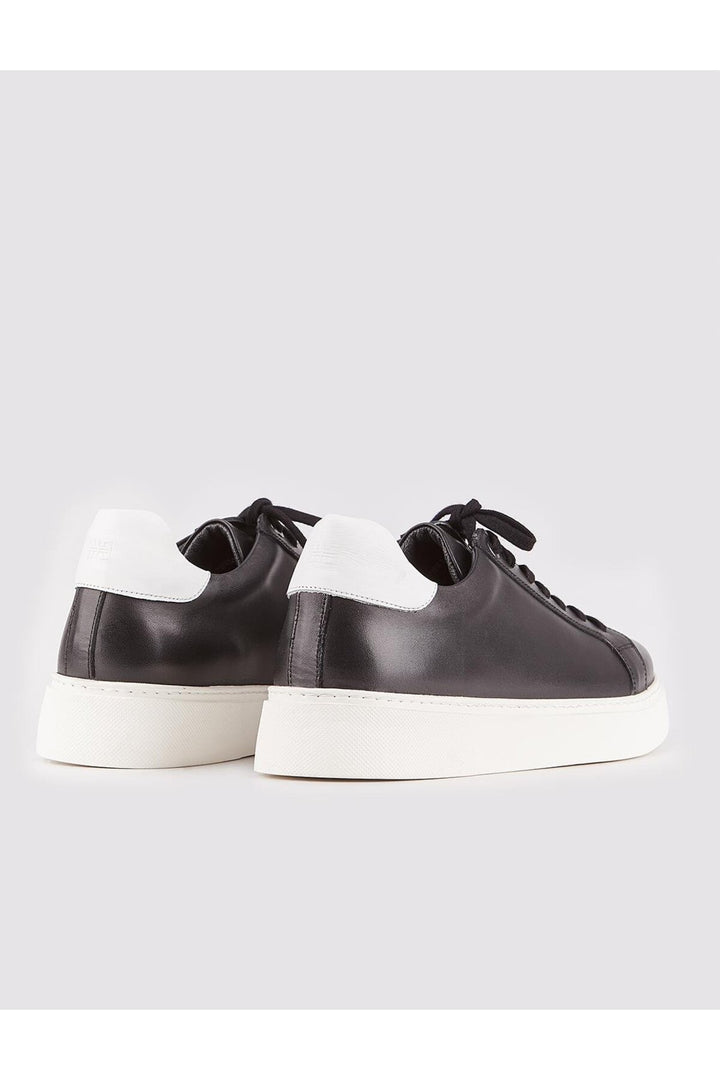 Cabani Shoes Chaussures de sport pour hommes en cuir véritable, noires, à lacets, avec semelle en EVA. - Noir