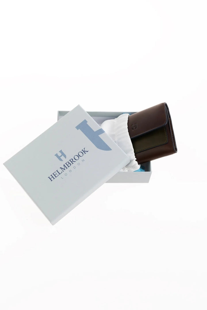 Helmbrook Grande fermeture à glissière de portefeuille en cuir véritable pour femmes avec couvercle protégé par RFID Eleanor Coffee Khaki