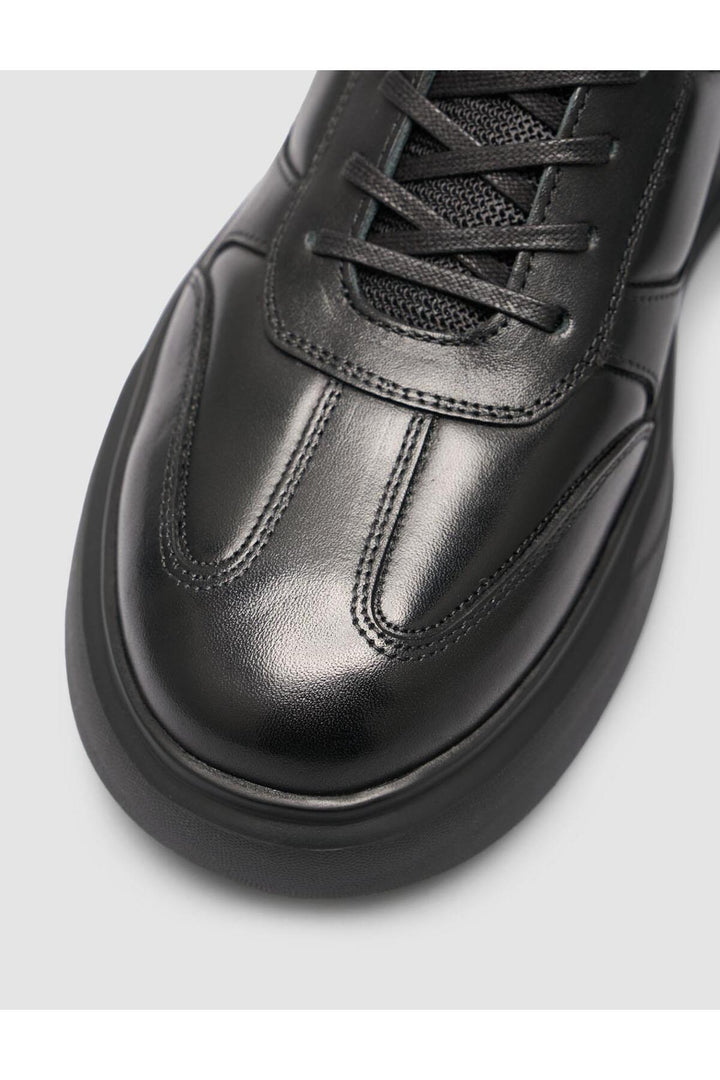 Cabani Shoes Chaussures de sport pour hommes en cuir 100 % avec semelle noire et écusson. - Noir