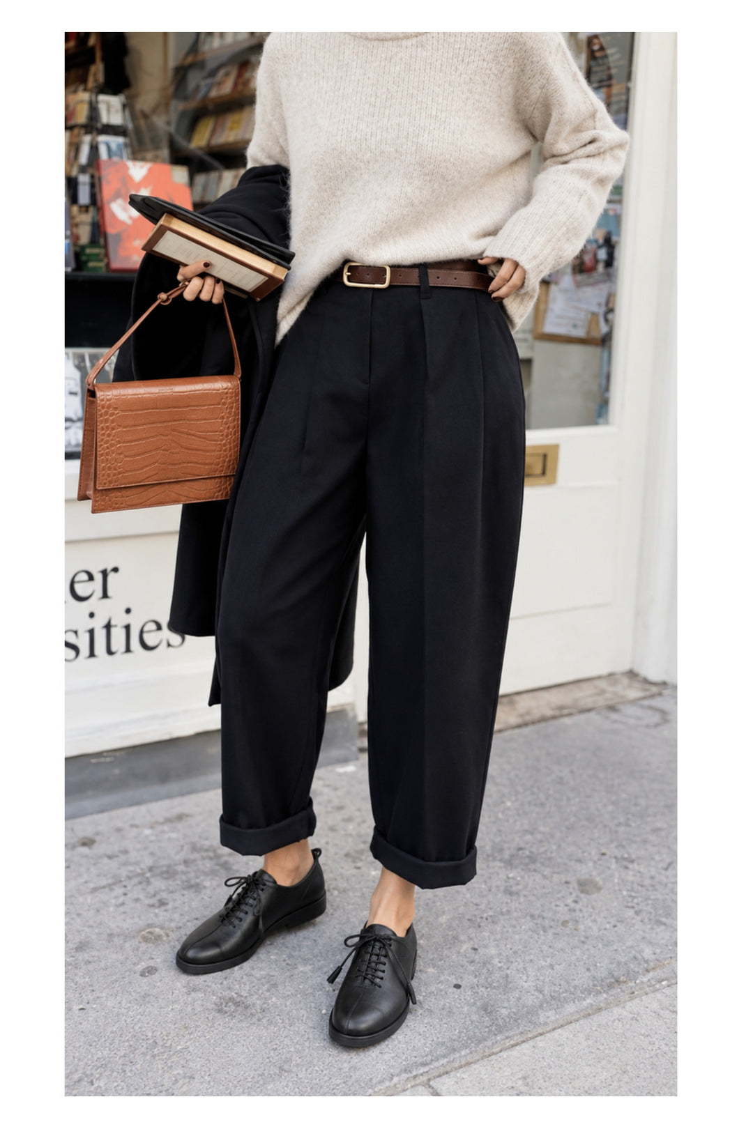 Wavelys ZANTE Chaussures anatomiques en cuir véritable pour femmes avec détails à franges en noir - Noir