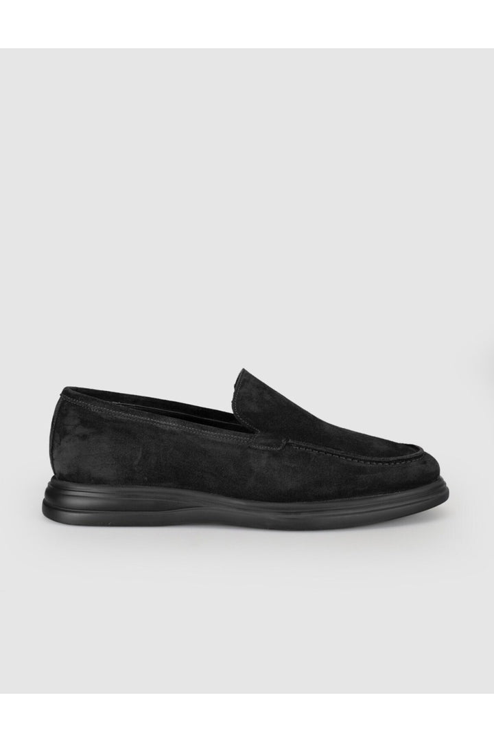 Cabani Shoes Chaussures Loafer pour hommes en cuir véritable en daim noir - Noir