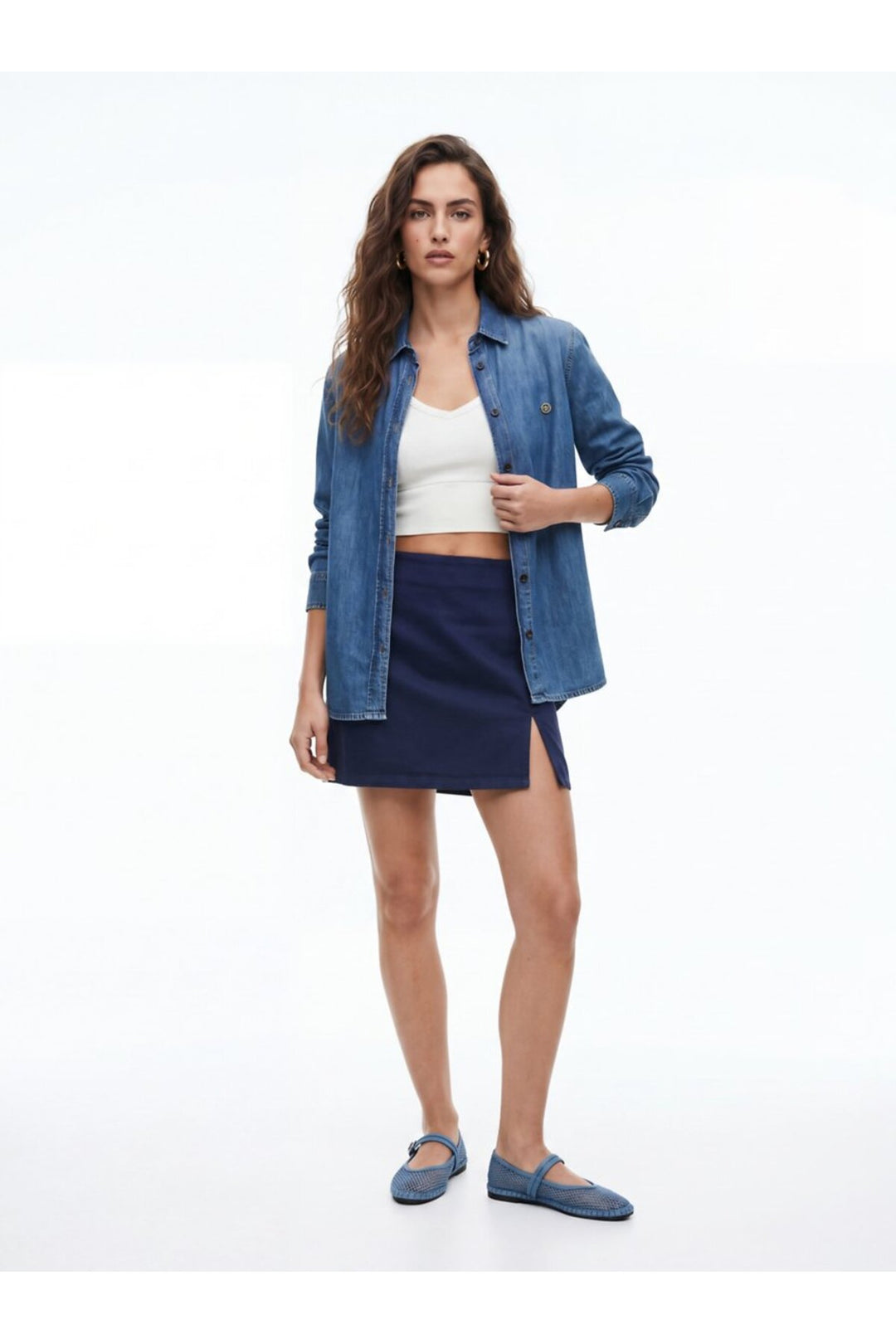 LTB Jupe bleu marine à fente courte - Bleu marine