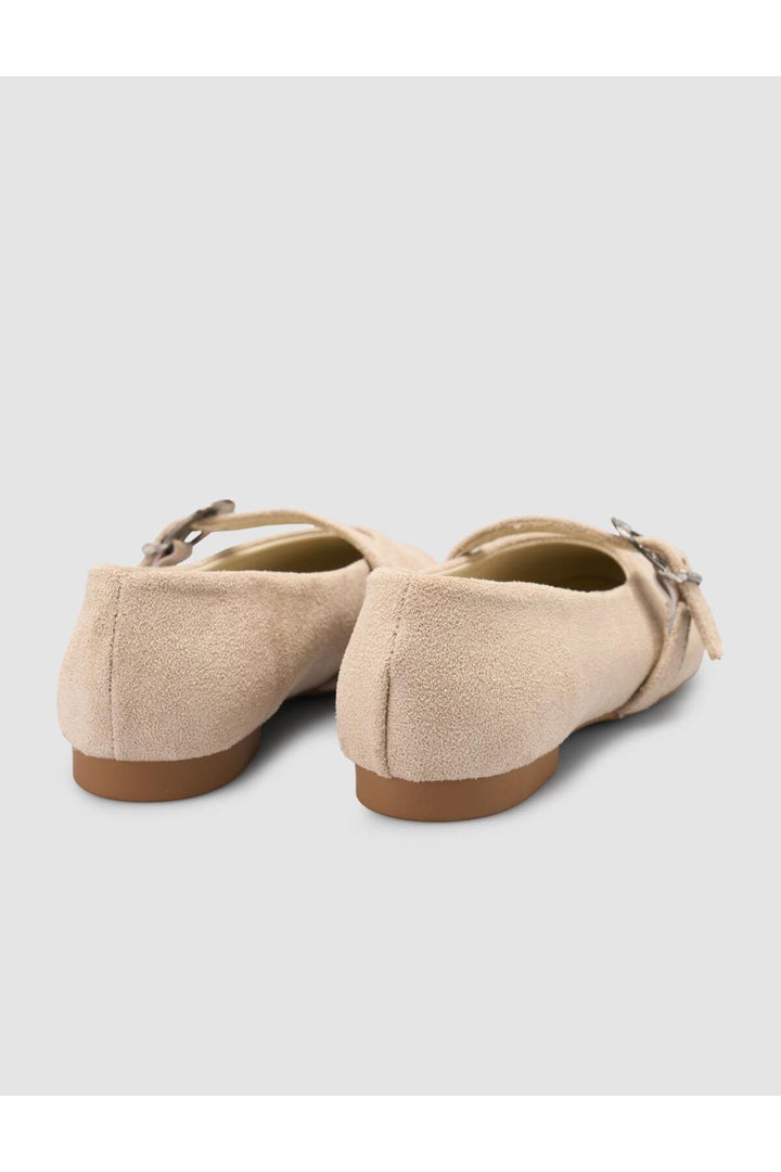 Cabani Shoes Ballerines femmes beige avec détail de boucle en suède Saros - Beige