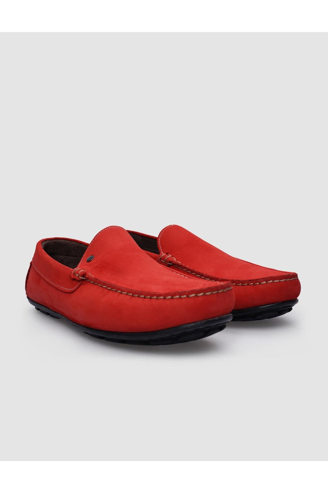 Cabani Shoes %100 Cuir véritable Mocassins pour hommes en Nubuck rouge - Rouge