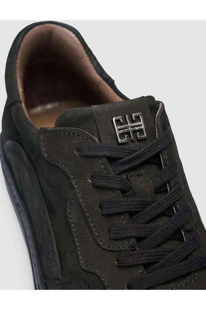 Cabani Shoes Chaussures de sport pour hommes en nubuck noir à lacets - Noir