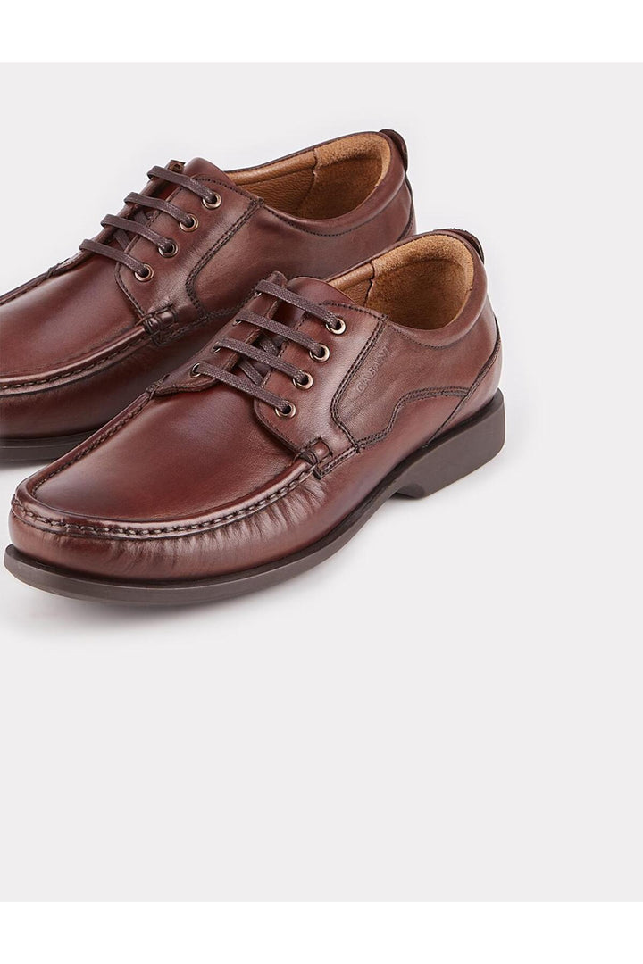 Cabani Shoes Chaussures de ville pour hommes en cuir véritable marron à lacets - Marron