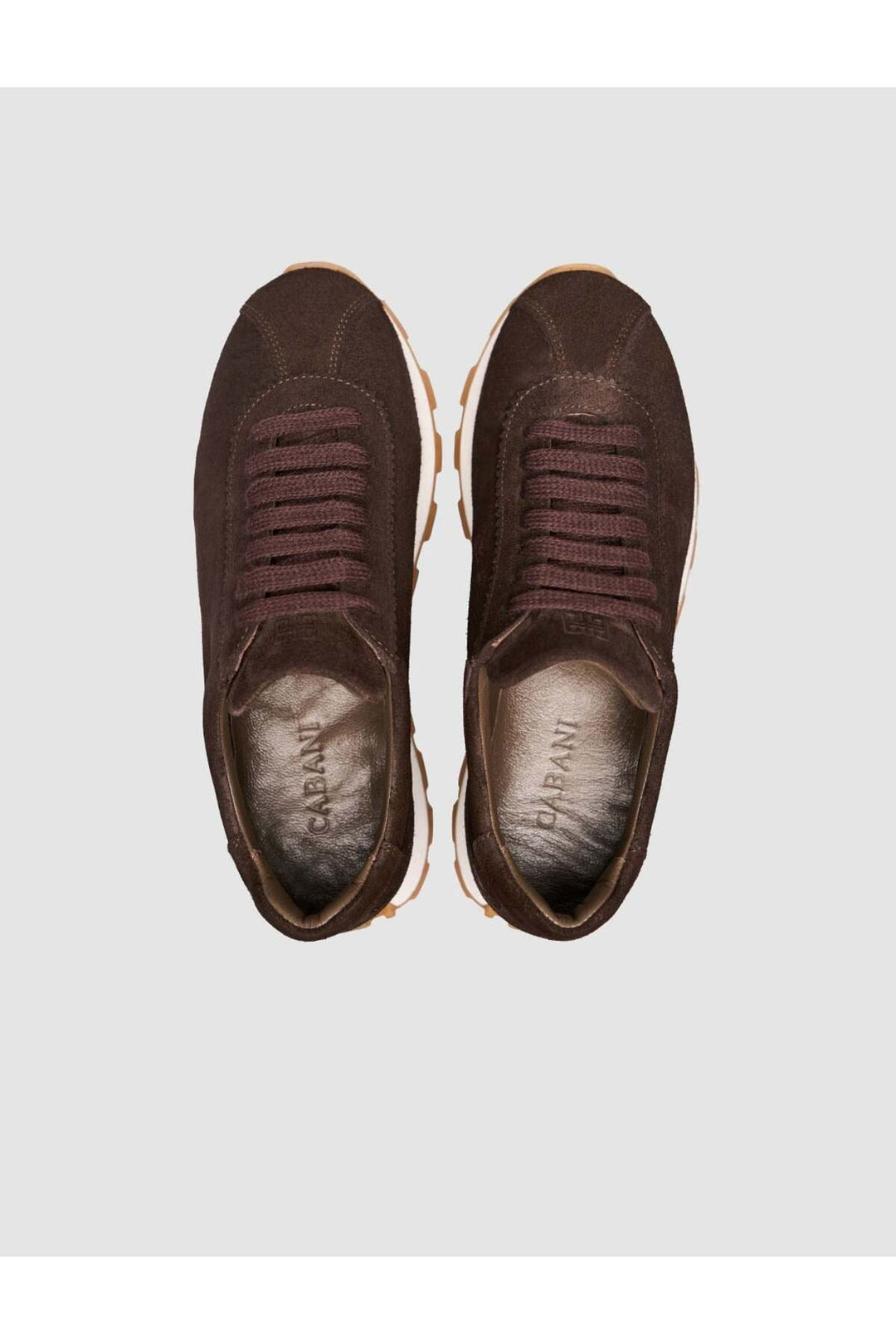 Cabani Shoes Baskets pour femmes en cuir véritable de vachette marron - Multicolore