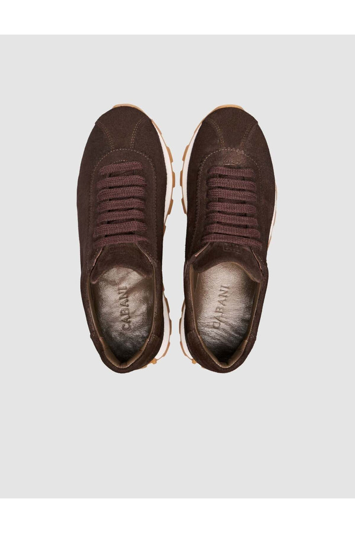 Cabani Shoes Baskets pour femmes en cuir véritable de vachette marron - Multicolore