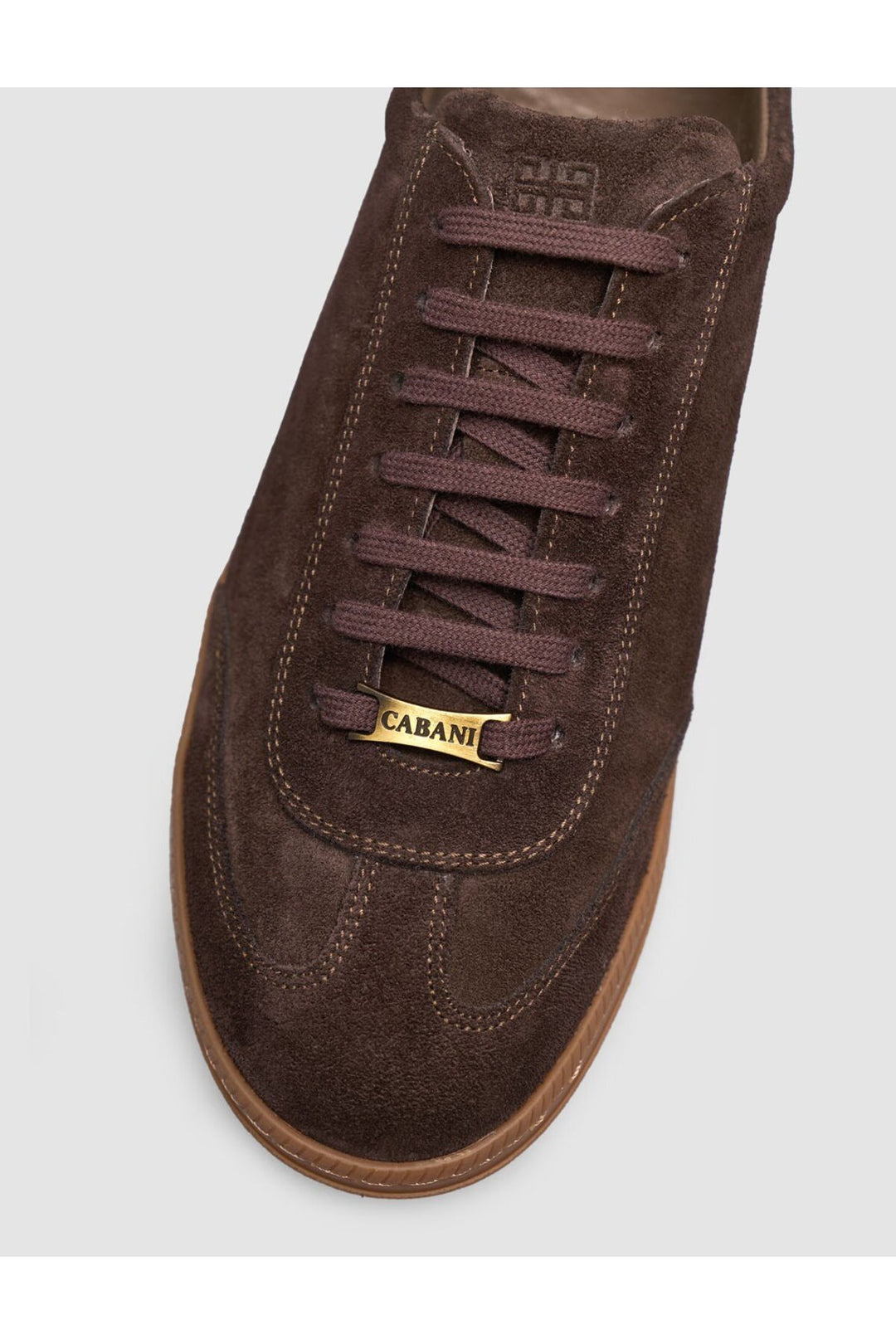 Cabani Shoes Baskets pour hommes en cuir suédé marron à lacets avec semelle en caoutchouc - Multicolore
