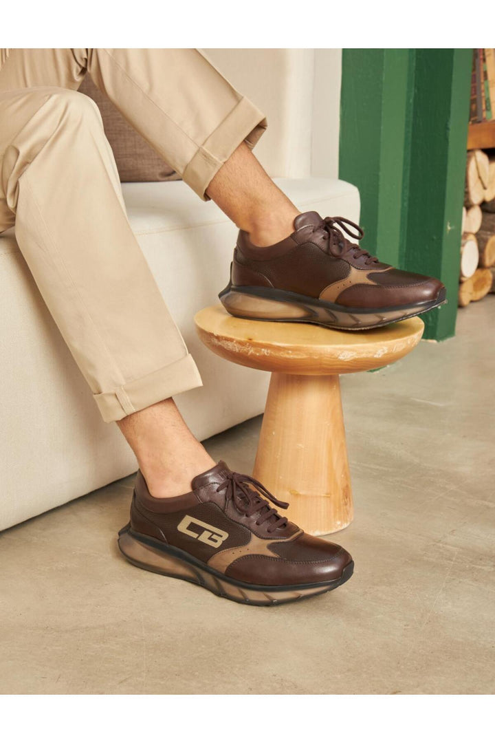 Cabani Shoes Light Eva Semelle Cuir Véritable Marron Lacets Chaussures de Sport pour Homme - Marron