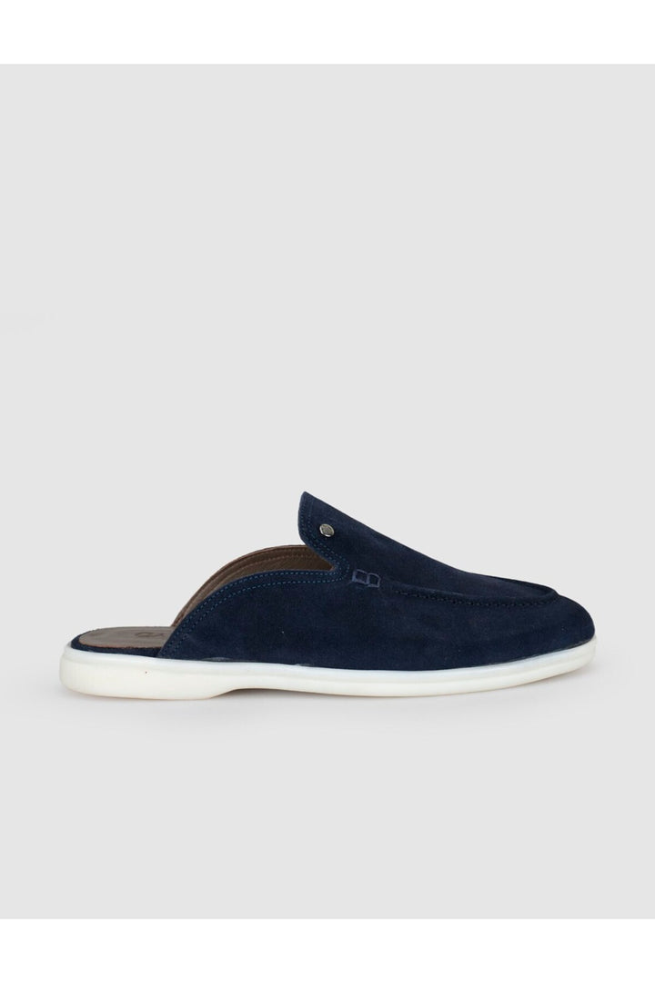 Cabani Shoes Mocassins pour hommes en cuir véritable bleu marine avec accessoires en métal. - Bleu marine