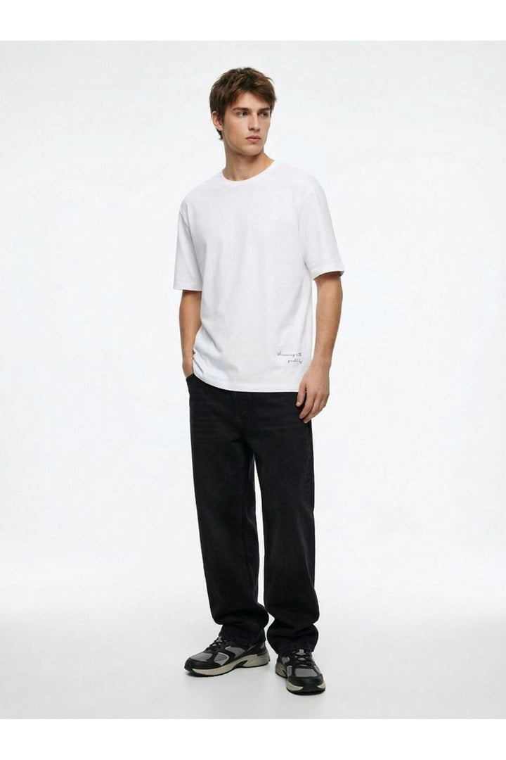 LTB T-shirt Blanc Relaxed Imprimé Minimal - Blanc