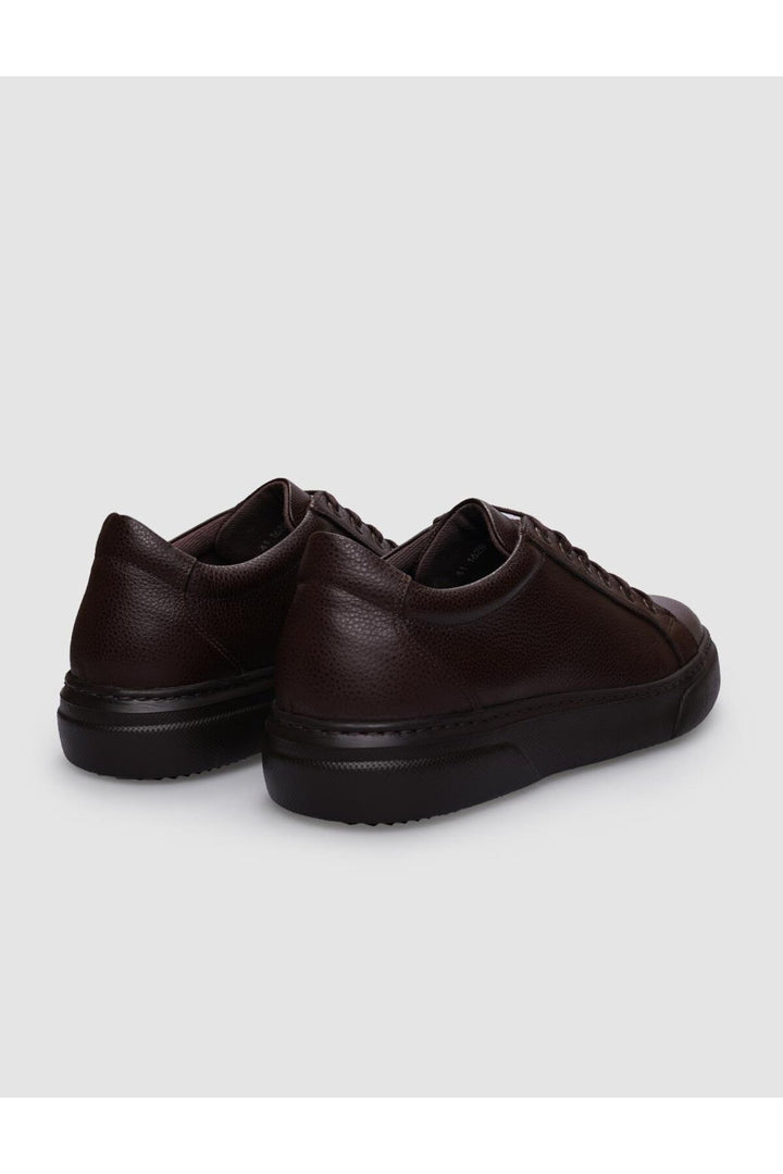 Cabani Shoes %100 Cuir véritable Baskets pour hommes à lacets marron - Marron