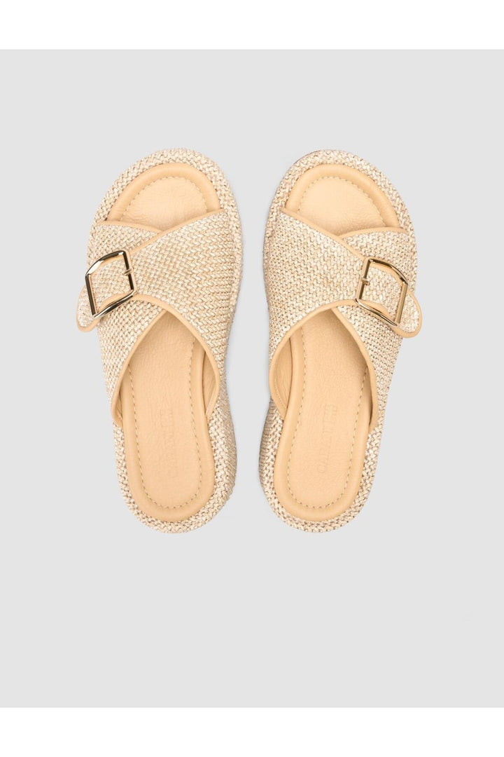 Cabani Shoes Sandales femmes beige avec détails en osier - Multicolore