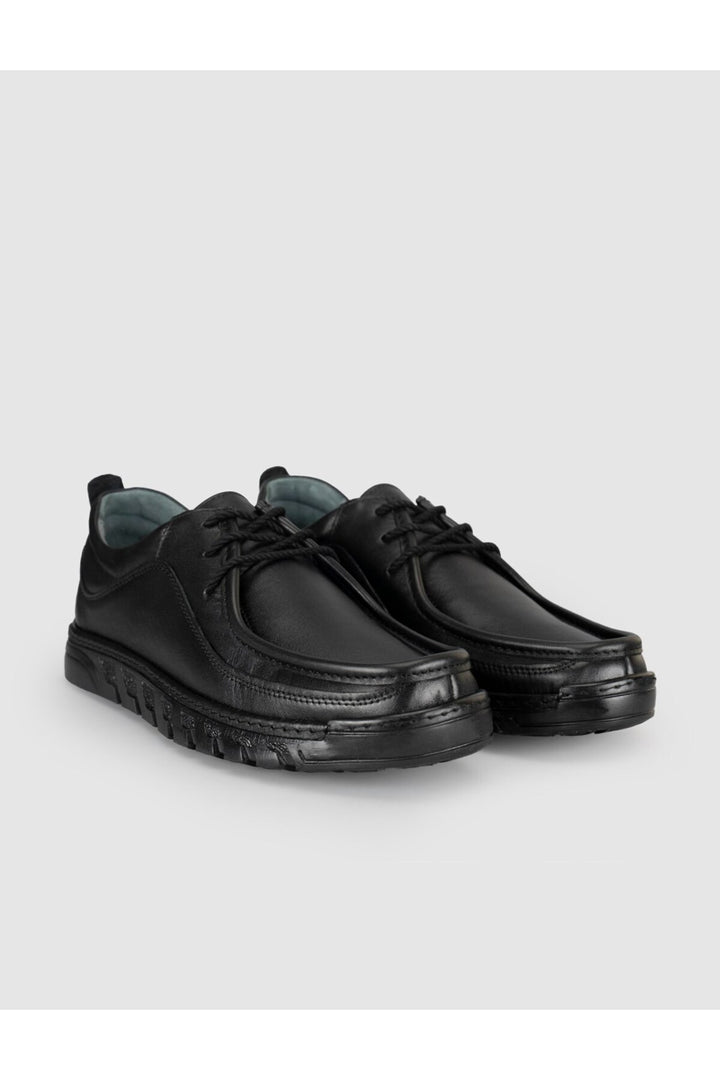 Cabani Shoes Chaussures de confort quotidiennes pour hommes en cuir véritable noires - Noir