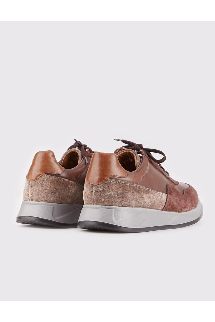 Cabani Shoes Chaussures de sport pour hommes en cuir véritable marron à lacets - Marron