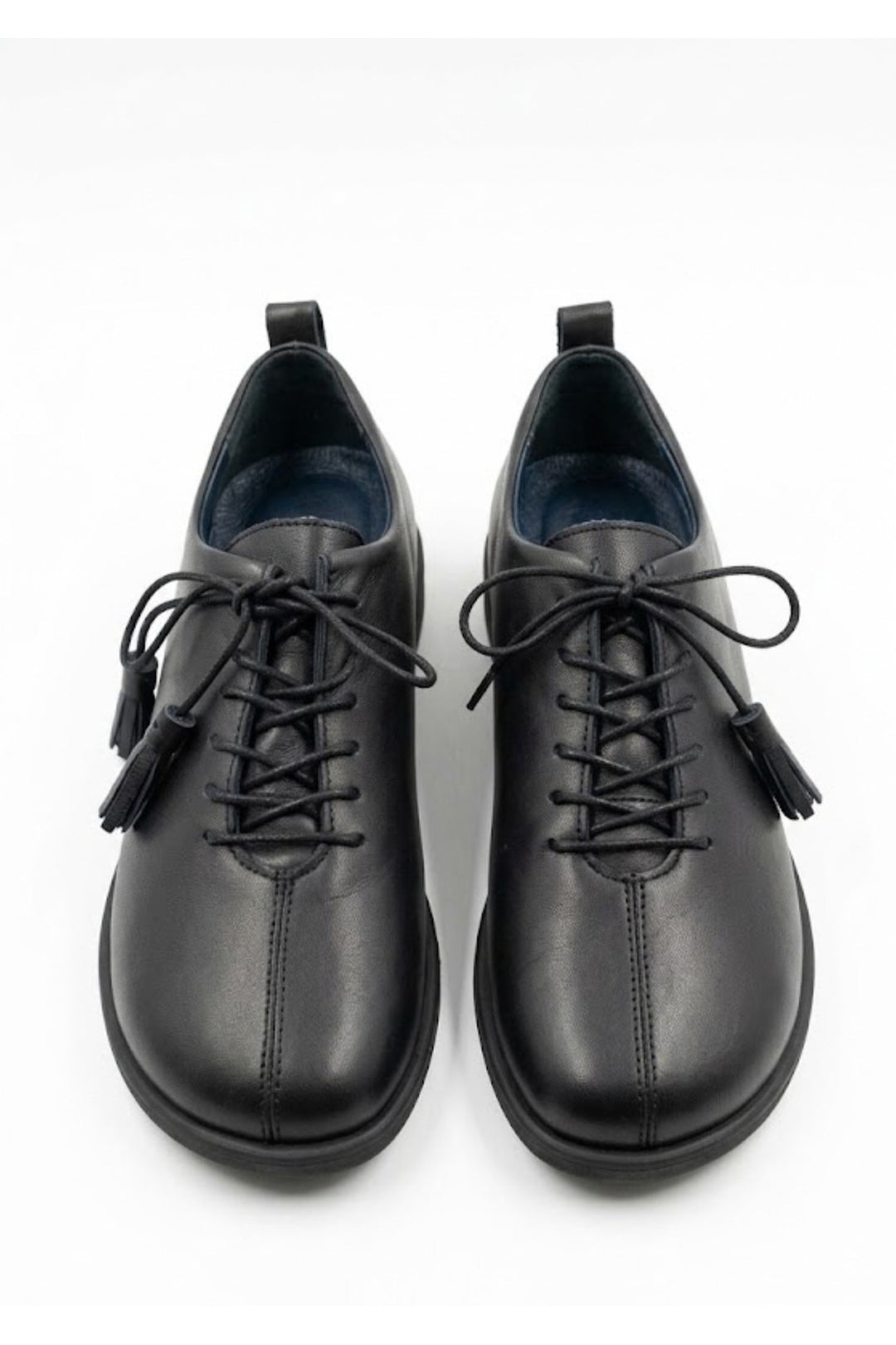 Wavelys ZANTE Chaussures anatomiques en cuir véritable pour femmes avec détails à franges en noir - Noir